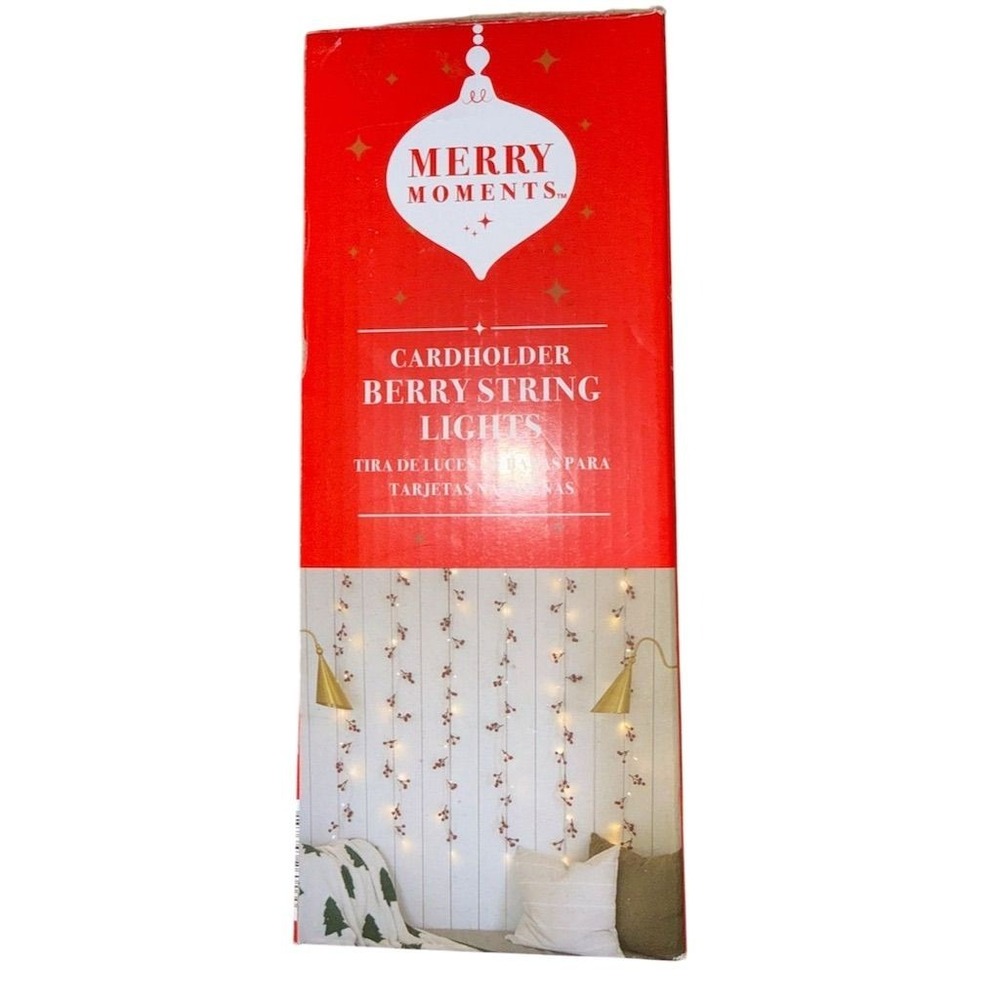 Collections Etc Merry Moments Cardholder Berry String Lights 5ft LED Christmas